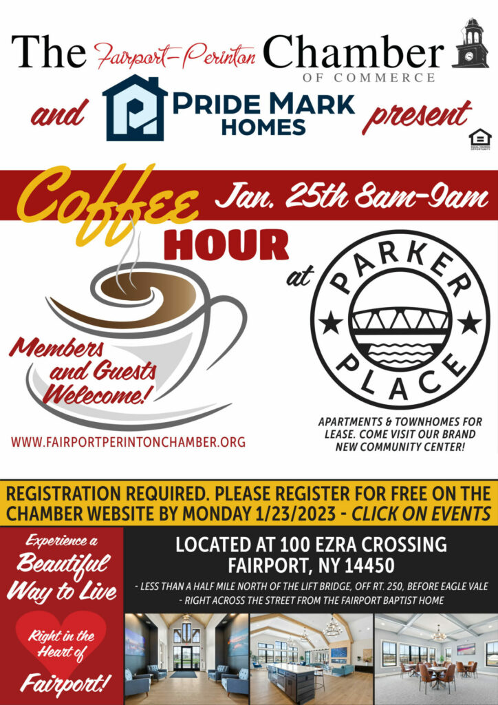 Pride Mark is excited to be hosting the Fairport-Perinton Chamber of Commerce's January Coffee Hour at our brand new property for lease, Parker Place.